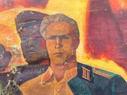 Social realism oil painting of Scout Kuznetsov by Dovzhenko Anatoly Ivanovich
