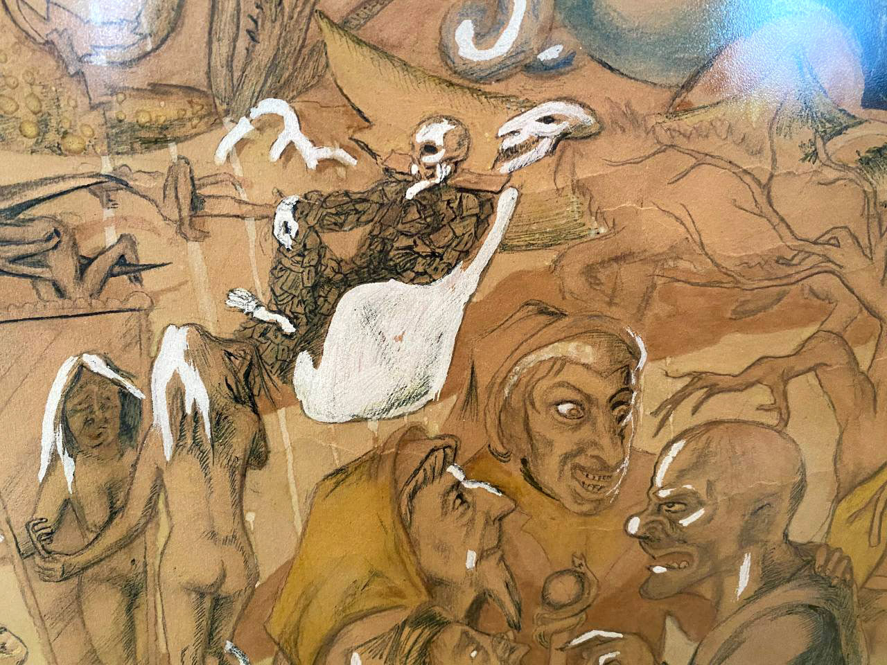 Hell by Mikhail Fyodorovich Larionov: skeletal figure on ghostly creature