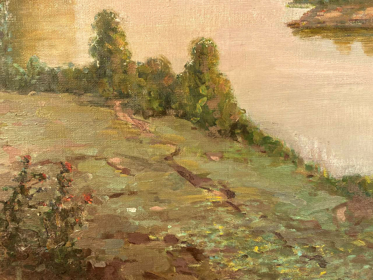 Oil painting Poltava region Los by Ivan Grigorievich textured sunlit slope