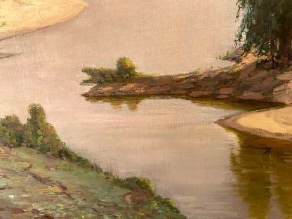Serene impressionistic oil painting of Poltava region river by Ivan Grigorievich