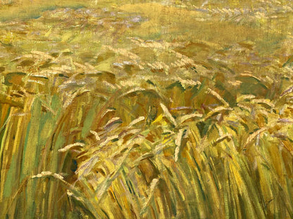 Vibrant yellow green wheat field oil painting by Pavlyuk Nikolay Artemovich