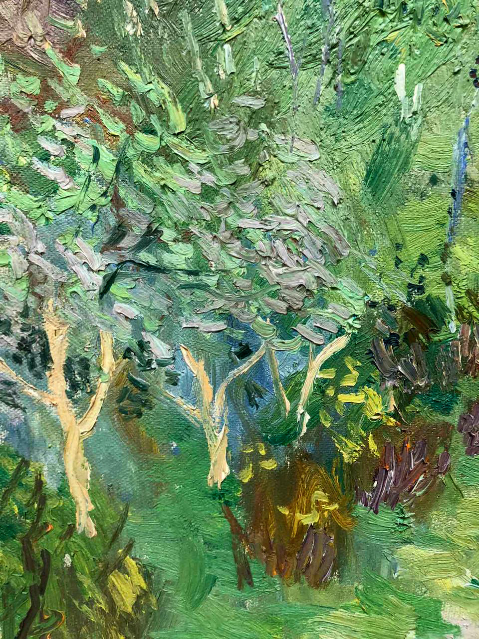 Oil painting House in the Woods by Zaretskyi Viktor with lush green foliage