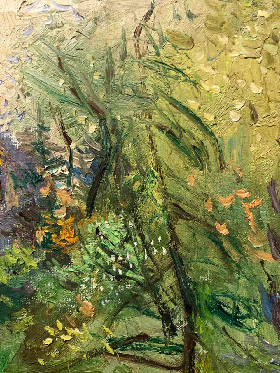 Oil painting House in the Woods by Zaretskyi Viktor with lush green foliage