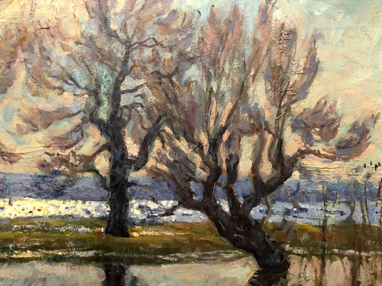 Impressionistic oil painting of bare trees by Maksimenko Mykola Antonovich