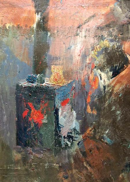 Abstract oil painting Meditation Zaretskyi Viktor with bold textured strokes