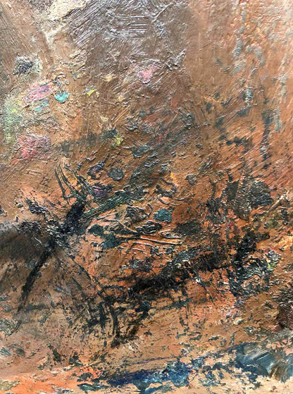Abstract oil painting Meditation Zaretskyi Viktor earth-toned textured palette