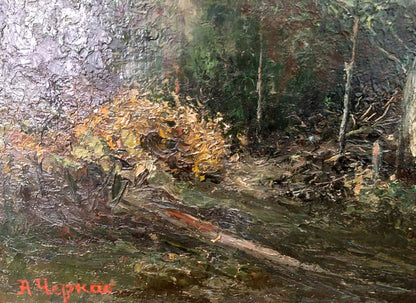 Oil painting of autumn forest landscape by Cherkas A. G