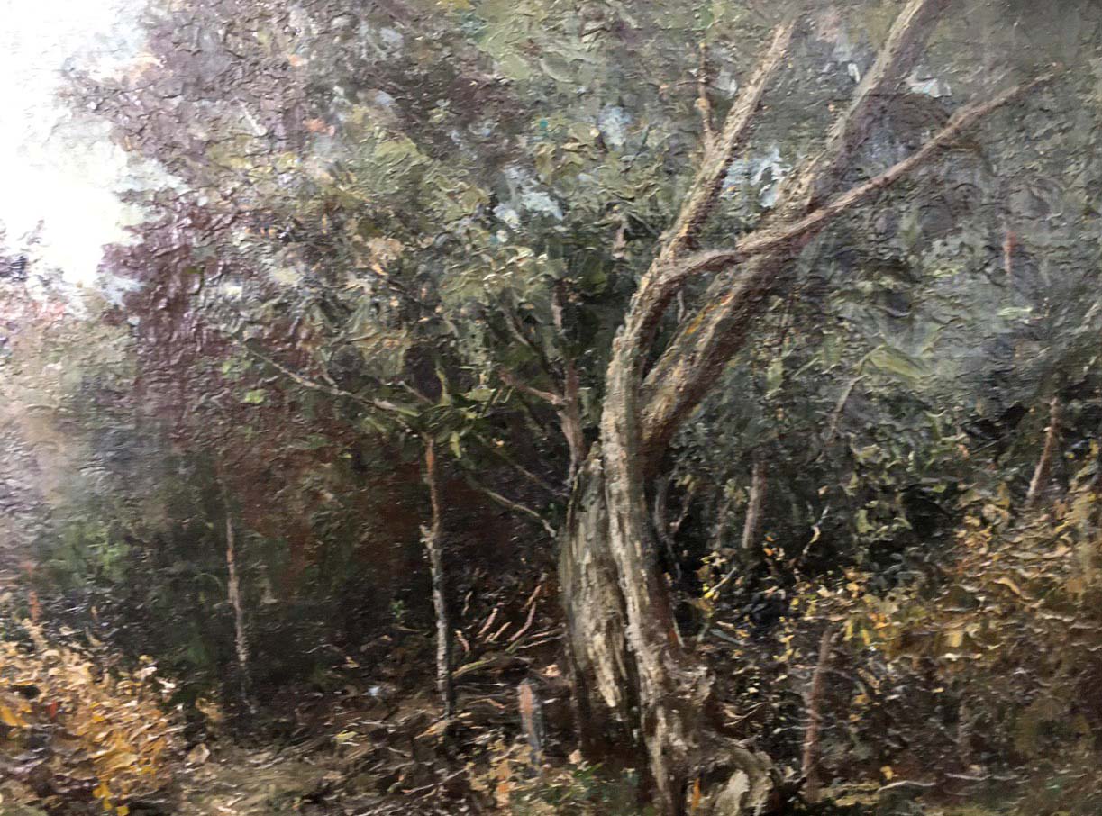 Oil painting of gnarled forest tree by Cherkas A. G