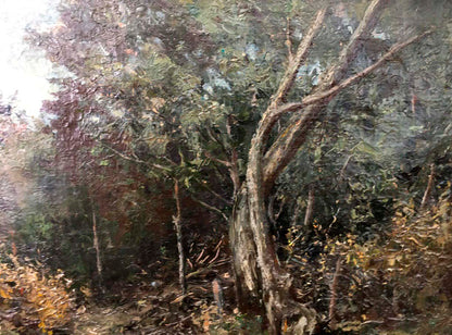 Oil painting of gnarled forest tree by Cherkas A. G