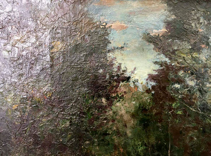 Oil painting Forest landscape by Cherkas A.G. with textured impasto in greens, browns, grays
