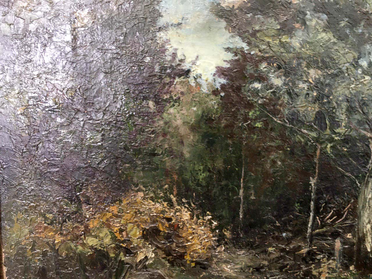 Oil painting of dense forest landscape by Cherkas A. G
