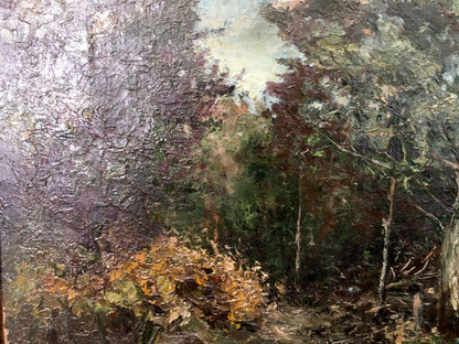 Oil painting of dense forest landscape by Cherkas A. G