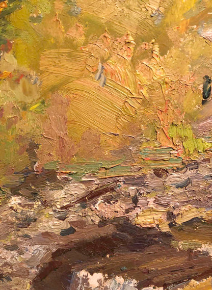 Oil painting Evening landscape by Sevastyanov Viktor Grigorievich with impasto strokes