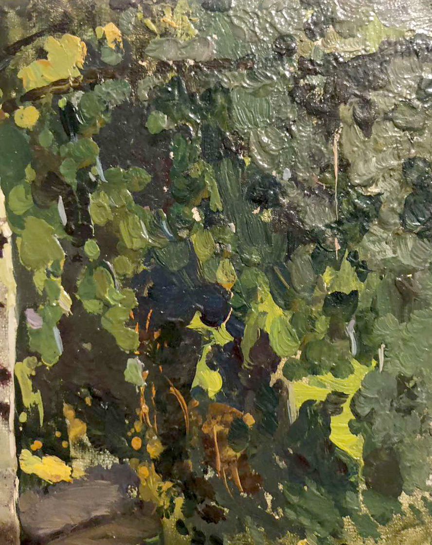Oil painting Forest park by Kolesnik Boris Afanasevich, impasto green foliage