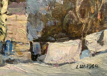 Oil painting Winter evening by Shapoval Ivan Leontievich in earthy tones