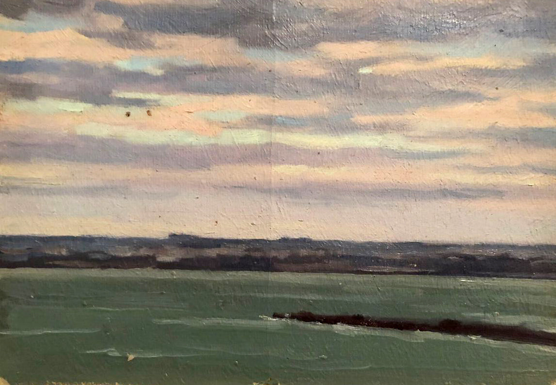 Impressionistic oil painting On the shore by Karmanov N. D. tranquil sea