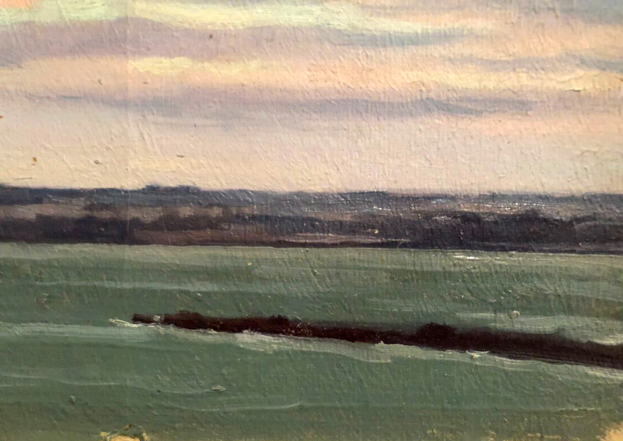 Oil painting On the shore by Karmanov N. D. serene coastal landscape