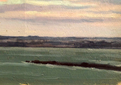 Oil painting On the shore by Karmanov N. D. serene coastal landscape
