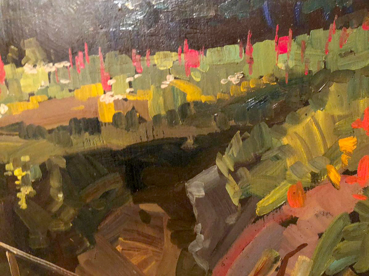 Oil painting Etude by Mykola Reznik: vibrant impressionist foliage