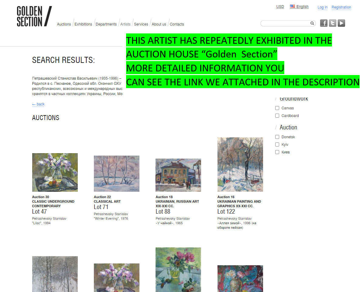Golden section site shows Petrashevsky Stanislav winter landscape oil painting search results