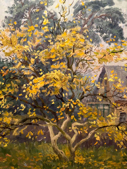 Vibrant impressionist oil painting In the garden by Elena Genrikhovna Nechiporenko