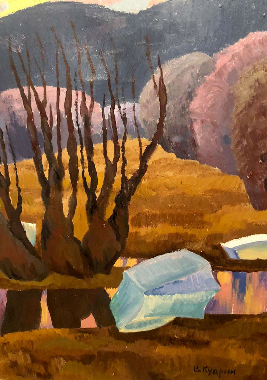 Oil painting of barren tree by Kudrin Viktor Petrovich