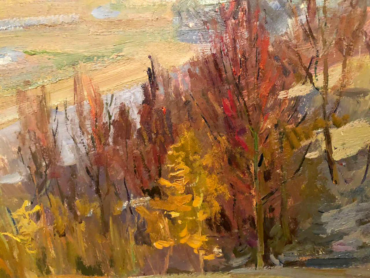 Vibrant autumn oil painting Last snow by Kogan-Shats Matvey Borisovich