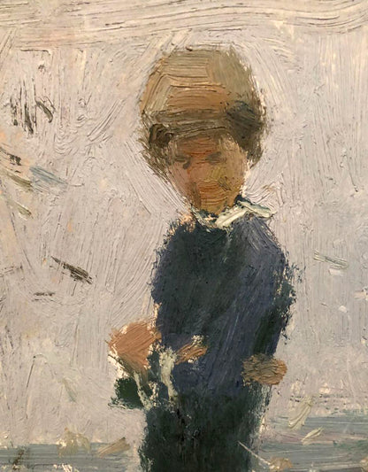 Oil painting Vania Grigoriev Sergey Alekseevich textured child in blue coat