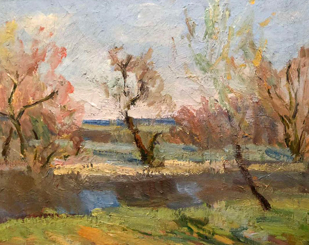 Oil portrayal of the Gorenka village by Matvey Borisovich Kogan-Shats