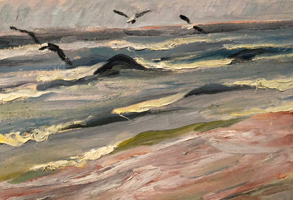 Oil painting seascape by Tkachenko Evgeniy Nikolaevich with soaring seagulls