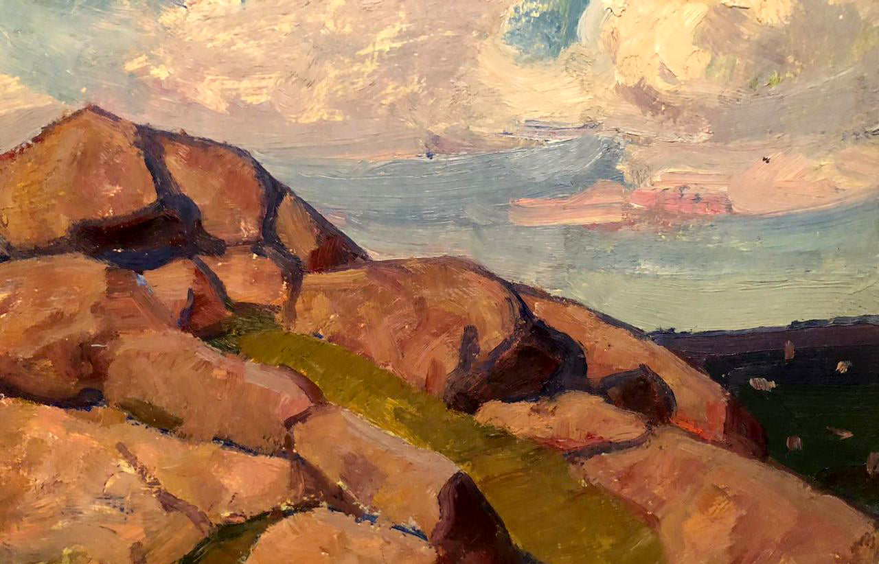 Oil painting of textured rocky landscape by Khrustalenko Nikolai Alexandrovich