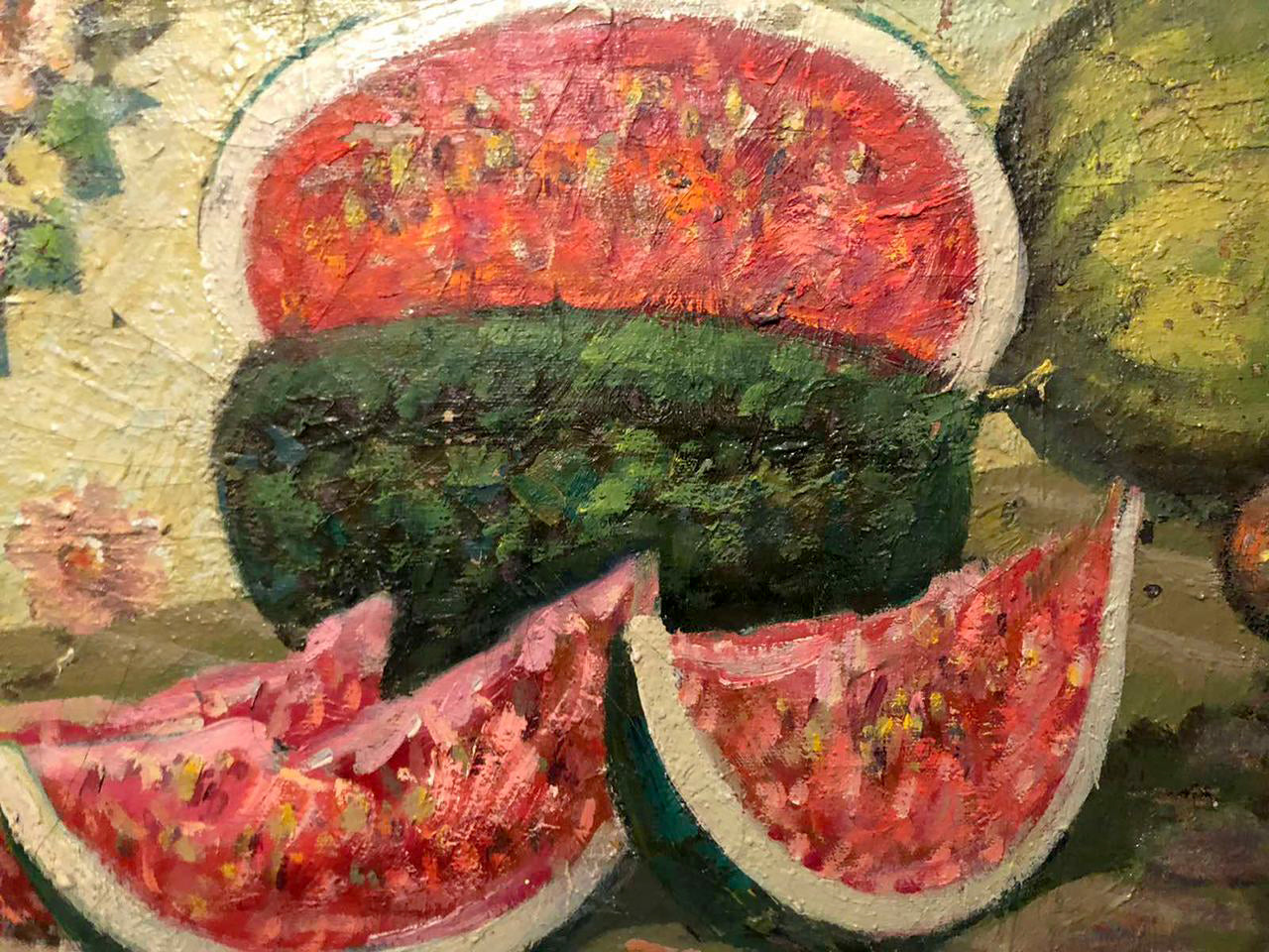Vibrant oil painting of sliced watermelon by Shapoval Ivan Leontyevich