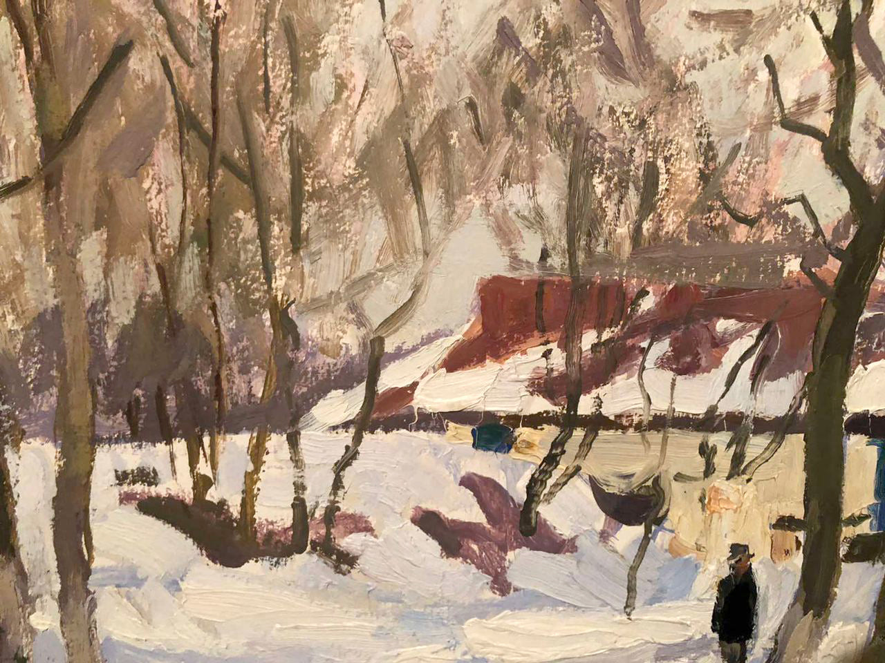 Snowy winter landscape oil painting by Bortnikov Nikolay Fedorovich