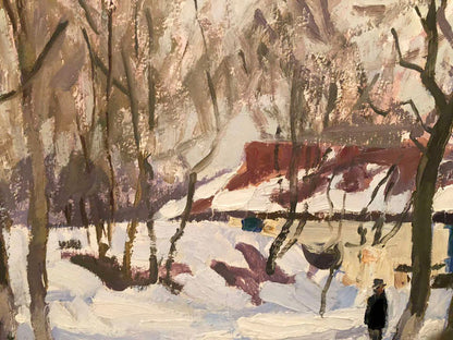 Snowy winter landscape oil painting by Bortnikov Nikolay Fedorovich