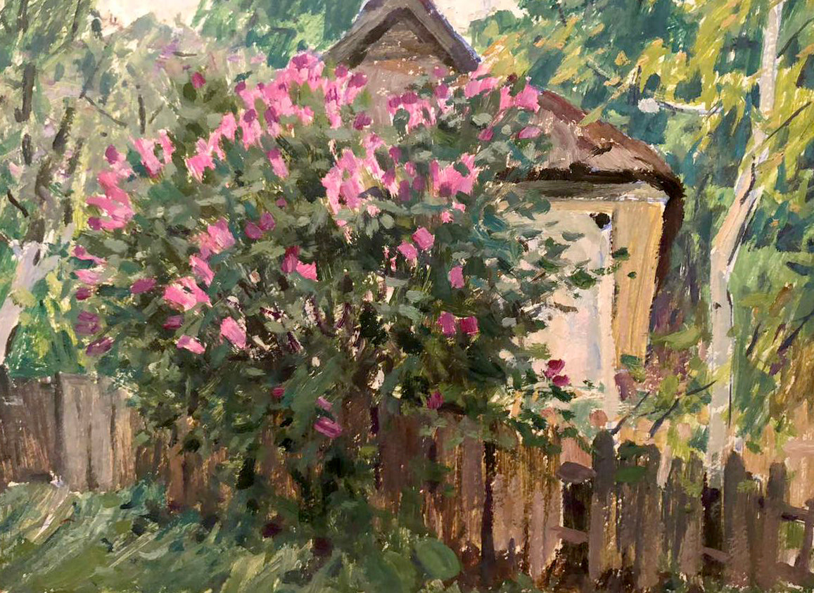Impressionistic oil painting of lilac blooms by Bortnikov Nikolay Fedorovich