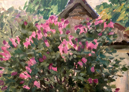 Vibrant pink lilac blooms by Bortnikov Nikolay Fedorovich oil painting