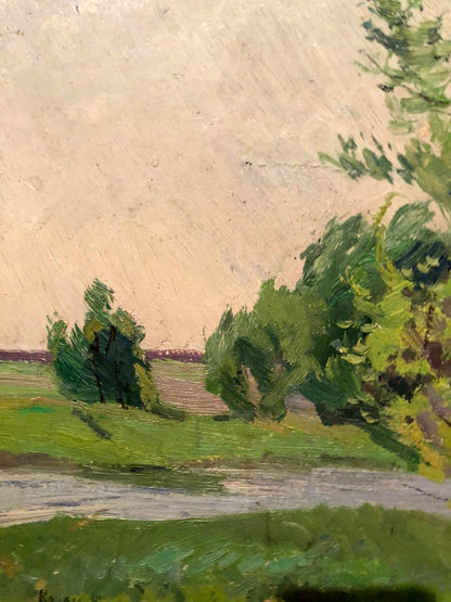 Oil painting Summer day by Kogan-Shats Matvey Borisovich pastoral landscape