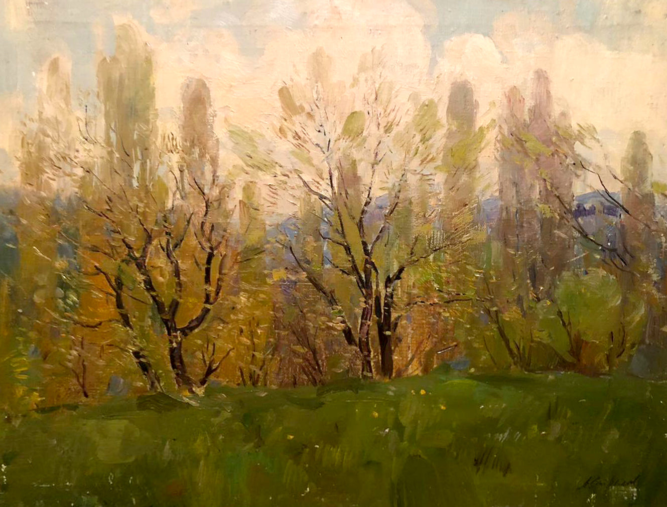 Impressionist oil painting First Greens by Strelov Arkady Efimovich