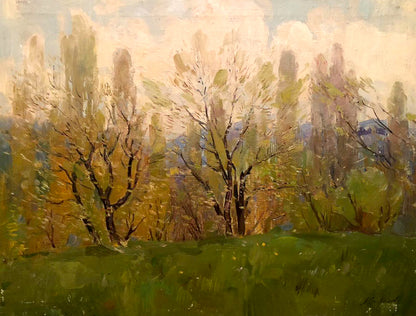 Impressionist oil painting First Greens by Strelov Arkady Efimovich
