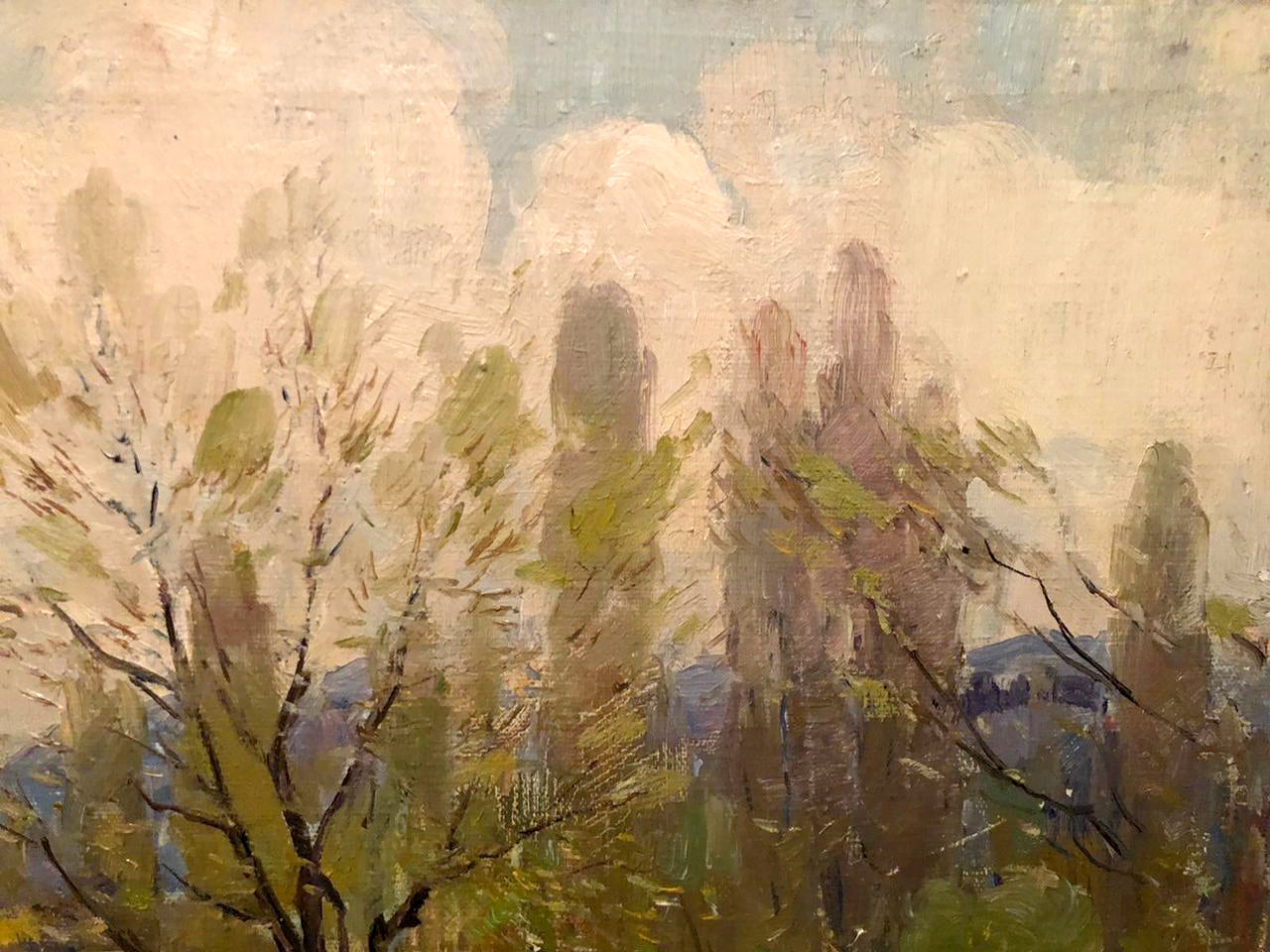 Oil painting First greens by Strelov Arkady Efimovich impressionistic landscape