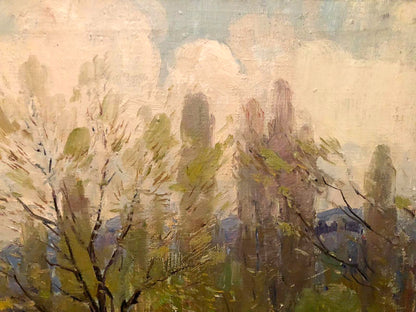 Oil painting First greens by Strelov Arkady Efimovich impressionistic landscape