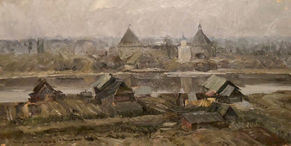 Impressionistic oil painting of Volkhov village by Zhezher Anatoly Mikhailovich