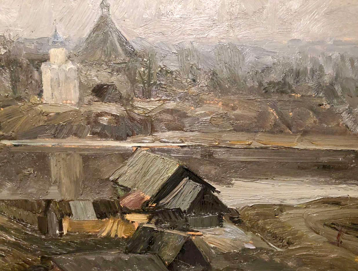 Impressionistic oil painting of Volkhov village by Zhezher Anatoly Mikhailovich