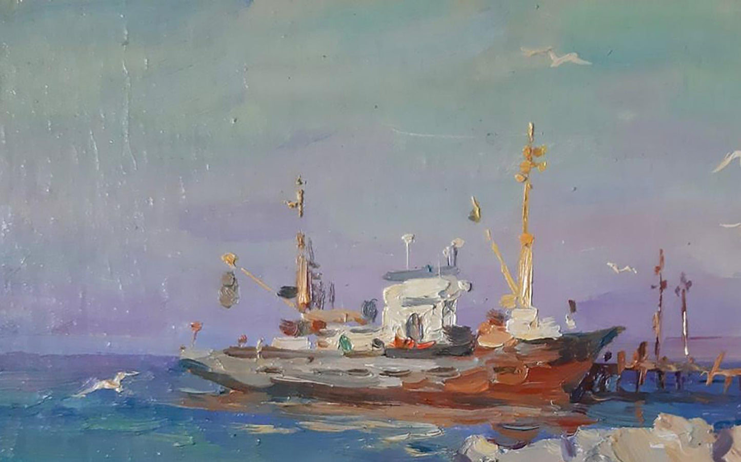 Oil painting Sea Port Kovalenko Ivan Mikhailovich