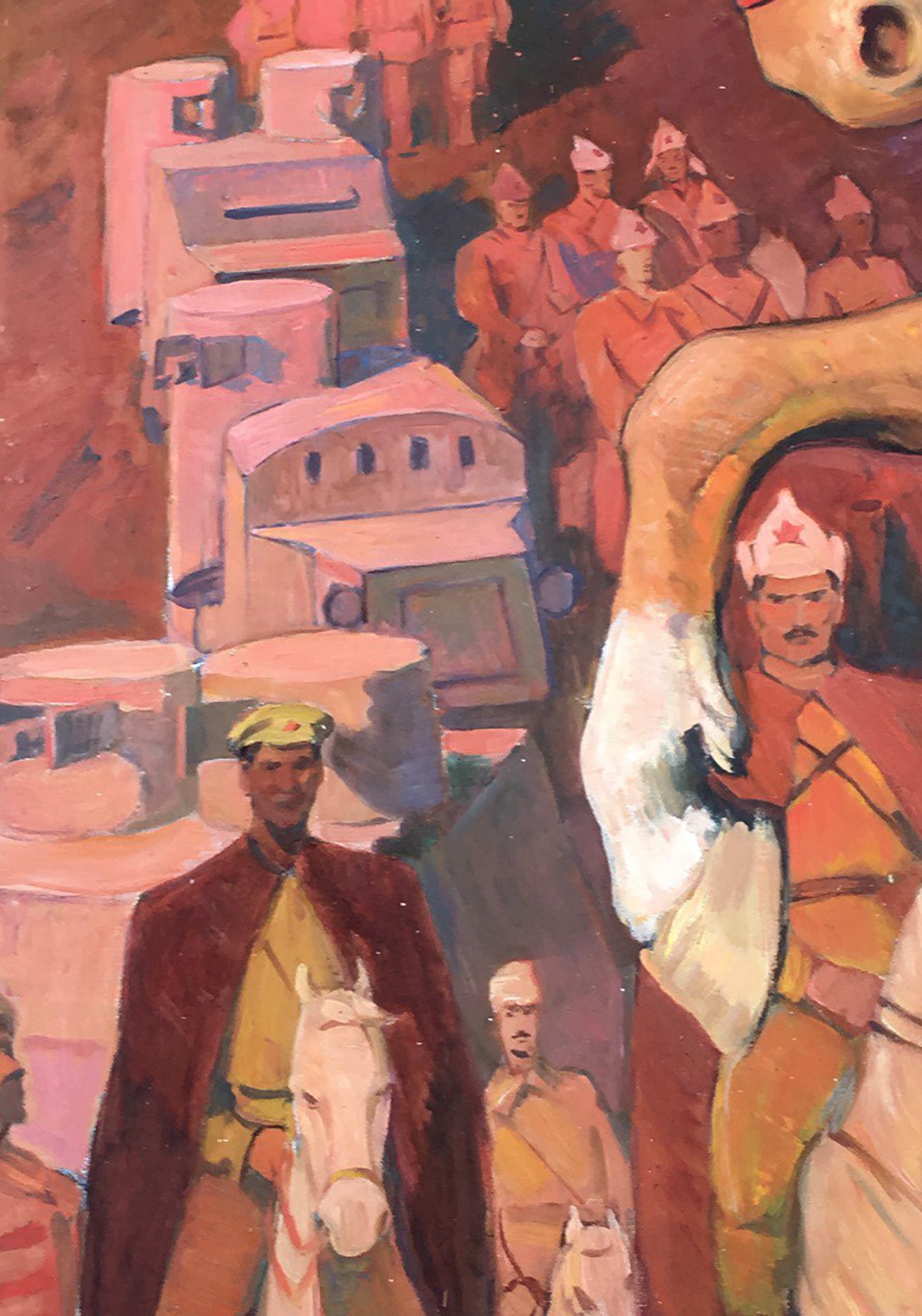 Oil painting portrait of officer Sirotenko Yuri Georgievich on white horse
