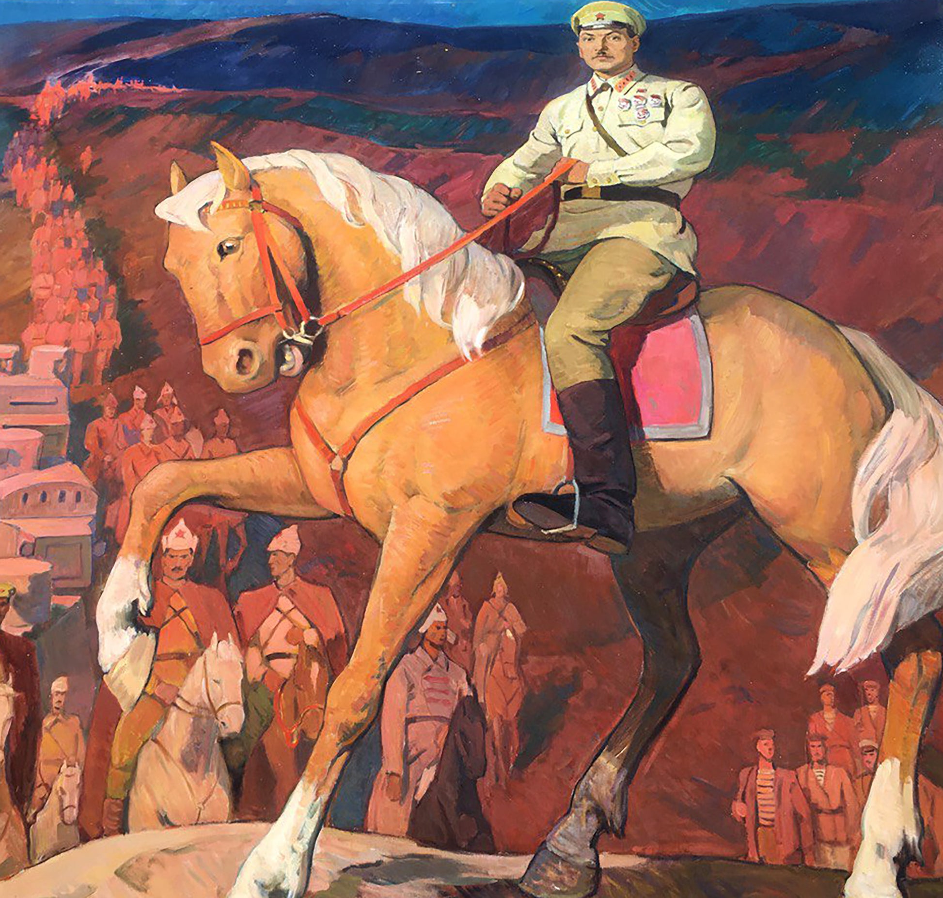 Oil painting portrait of officer Sirotenko Yuri Georgievich on horse