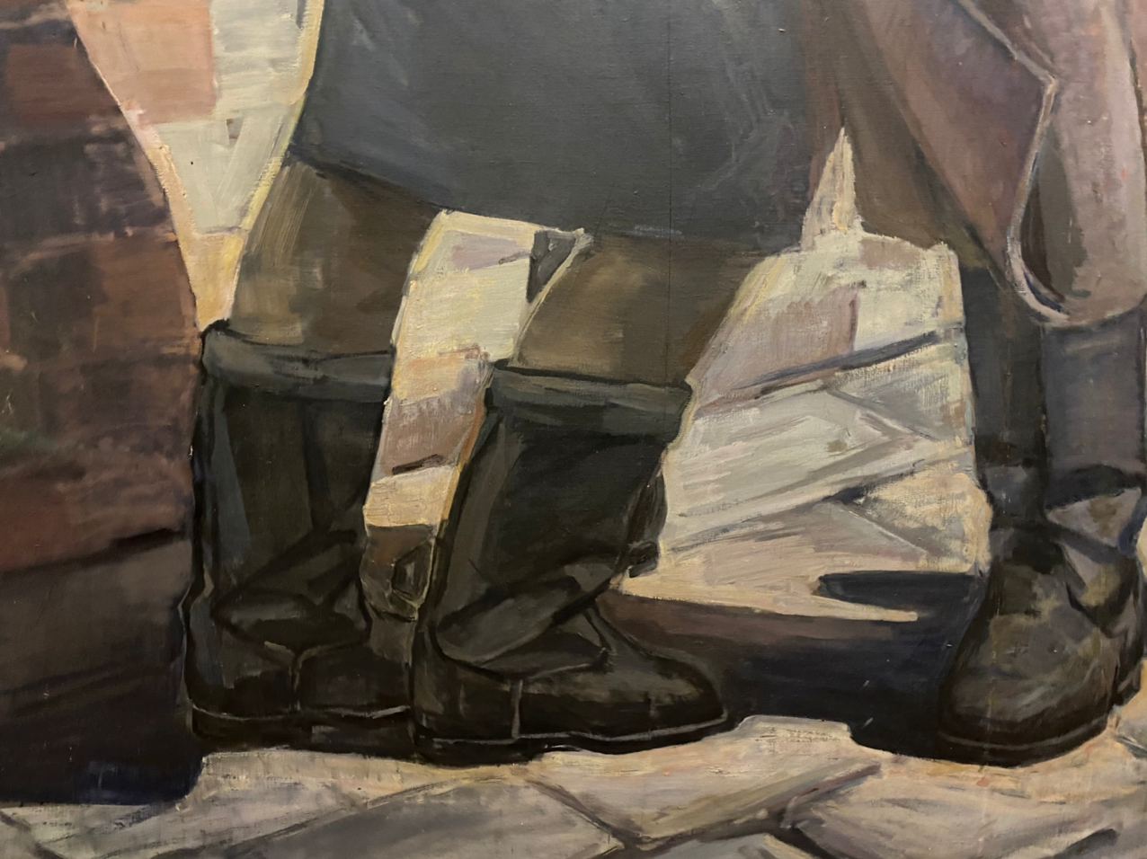 Dark matte boots with lacing in Oil painting Parting Abiyakin A.P