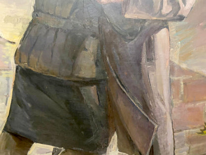 Textured oil painting Parting Abiyakin A.P. with figure in layered garments