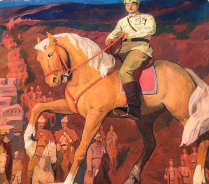 Oil painting portrait of officer Sirotenko Yuri Georgievich on horse