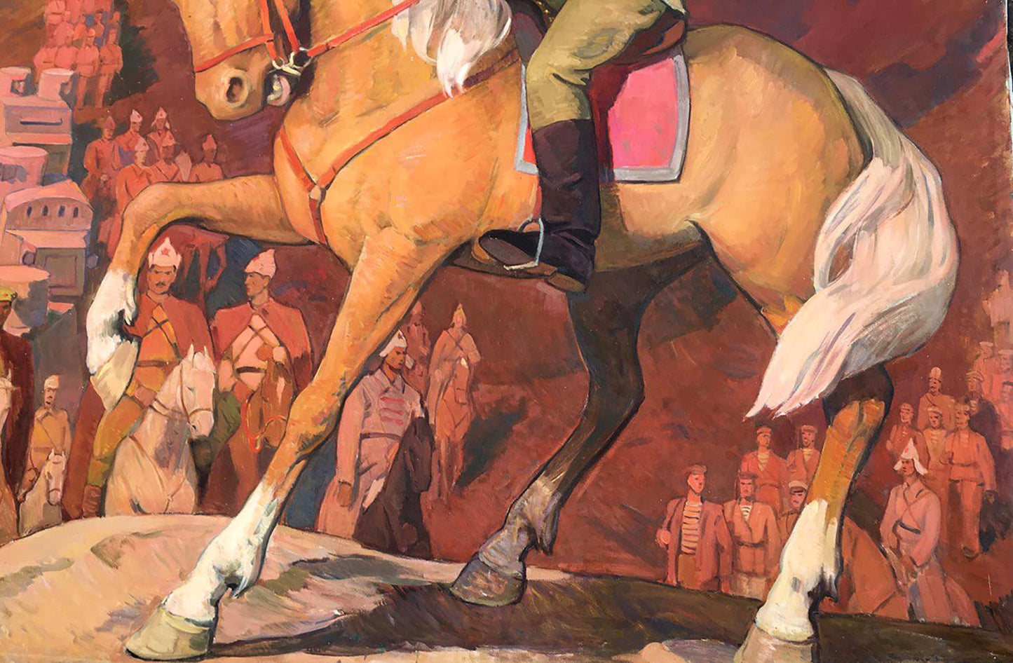 Oil painting portrait of golden-brown horse with white mane by Sirotenko Yuri Georgievich